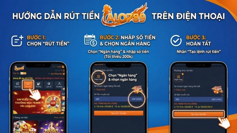Hướng Dẫn Rút Tiền ALO789 Về Tài Khoản Ngân Hàng Nhanh Chóng Giao diện rút tiền ALO789 trên điện thoại