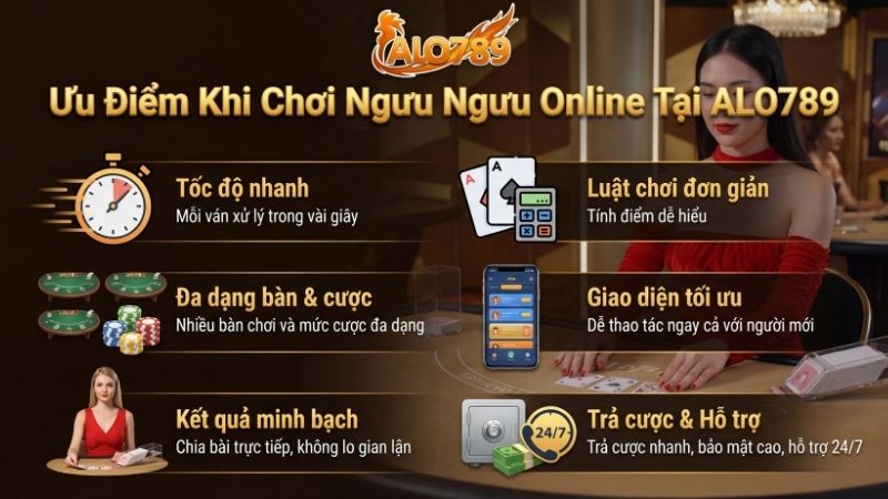 Ngưu Ngưu Online – Trò Chơi Cực Nhanh Và Hấp Dẫn Tại Casino ALO789 Ưu điểm khi chơi Ngưu Ngưu Online tại Casino ALO789